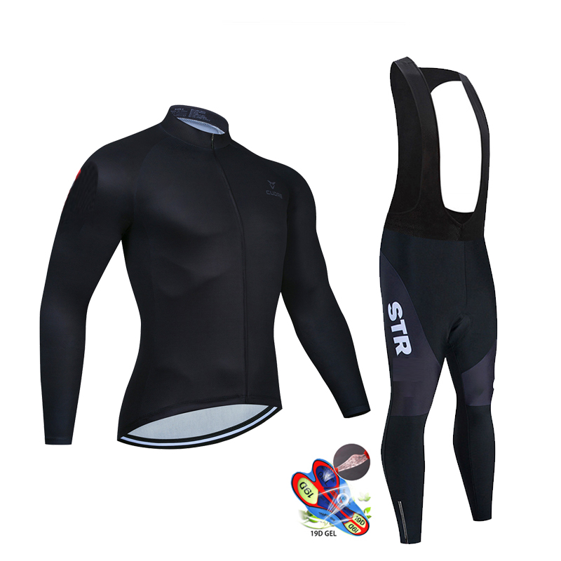 Cycling Community - Herbst Schwarz Radfahren Jersey Set Langarm