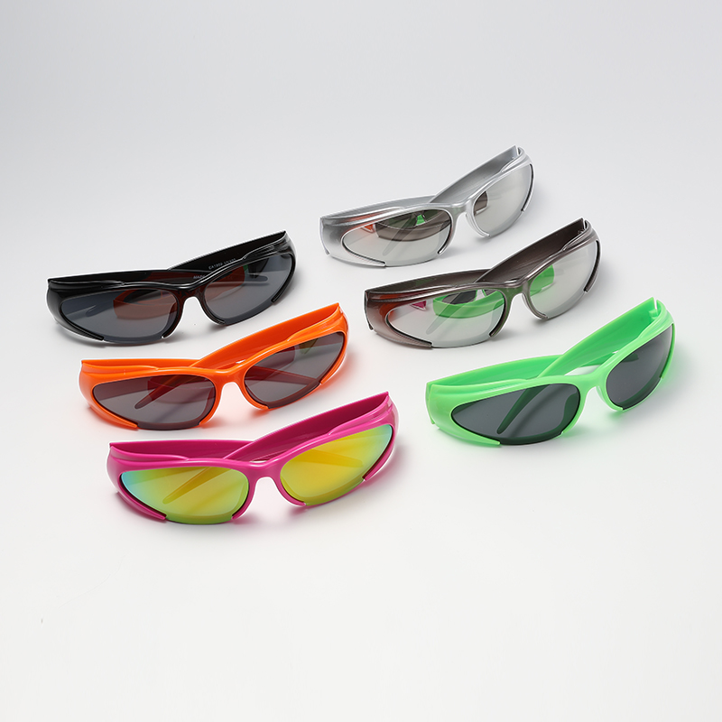 Cycling In City - Schutzbrille Y2K Silber Sonnenbrille Bunte Radfahren